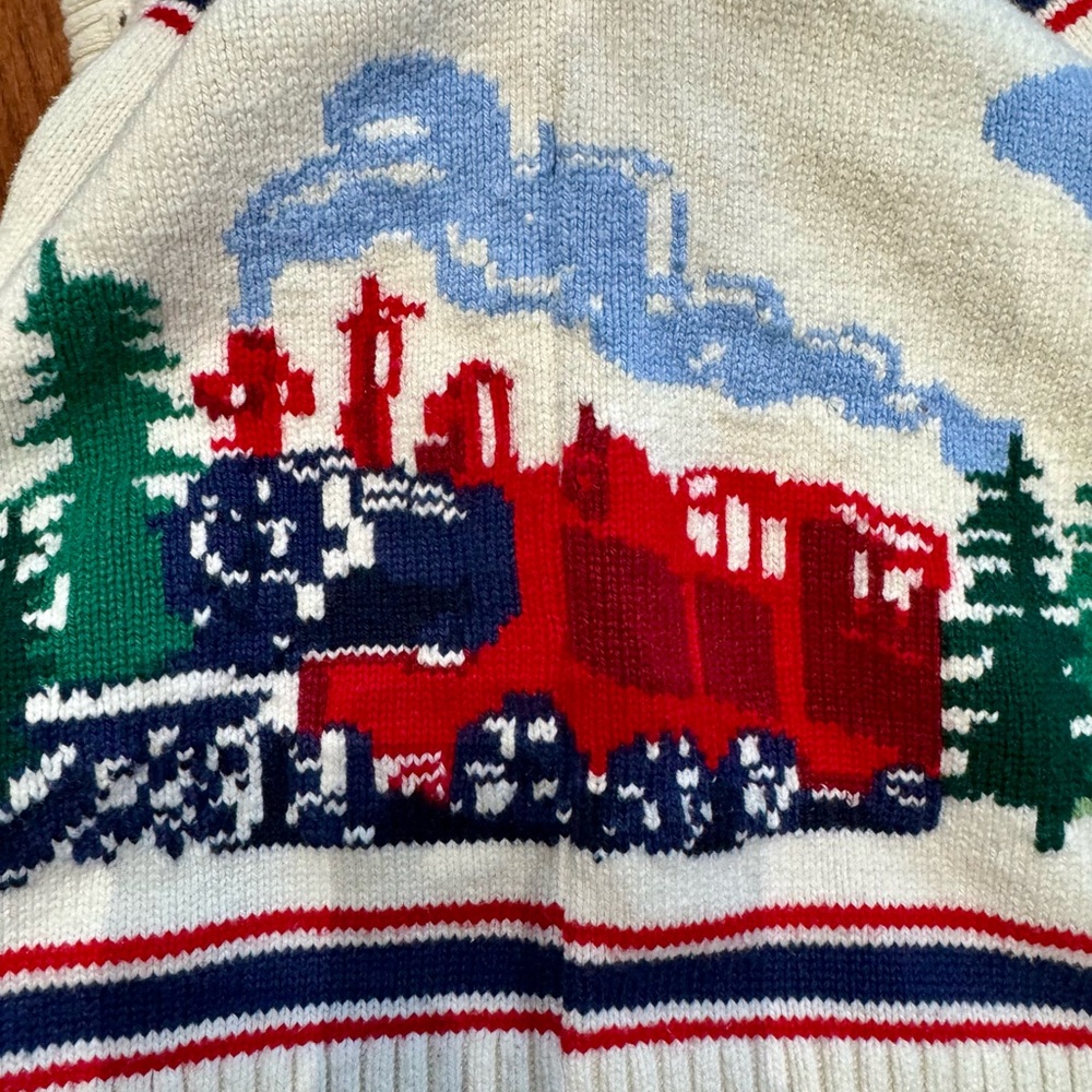 Janie and Jack Cream Sweater with Train Design Boys (Size 4) - Picture 4 of 4